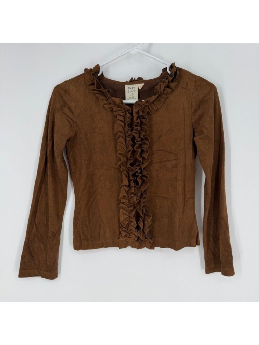Will's River Co Faux Suede Ruffles Long Sleeve Sz 14